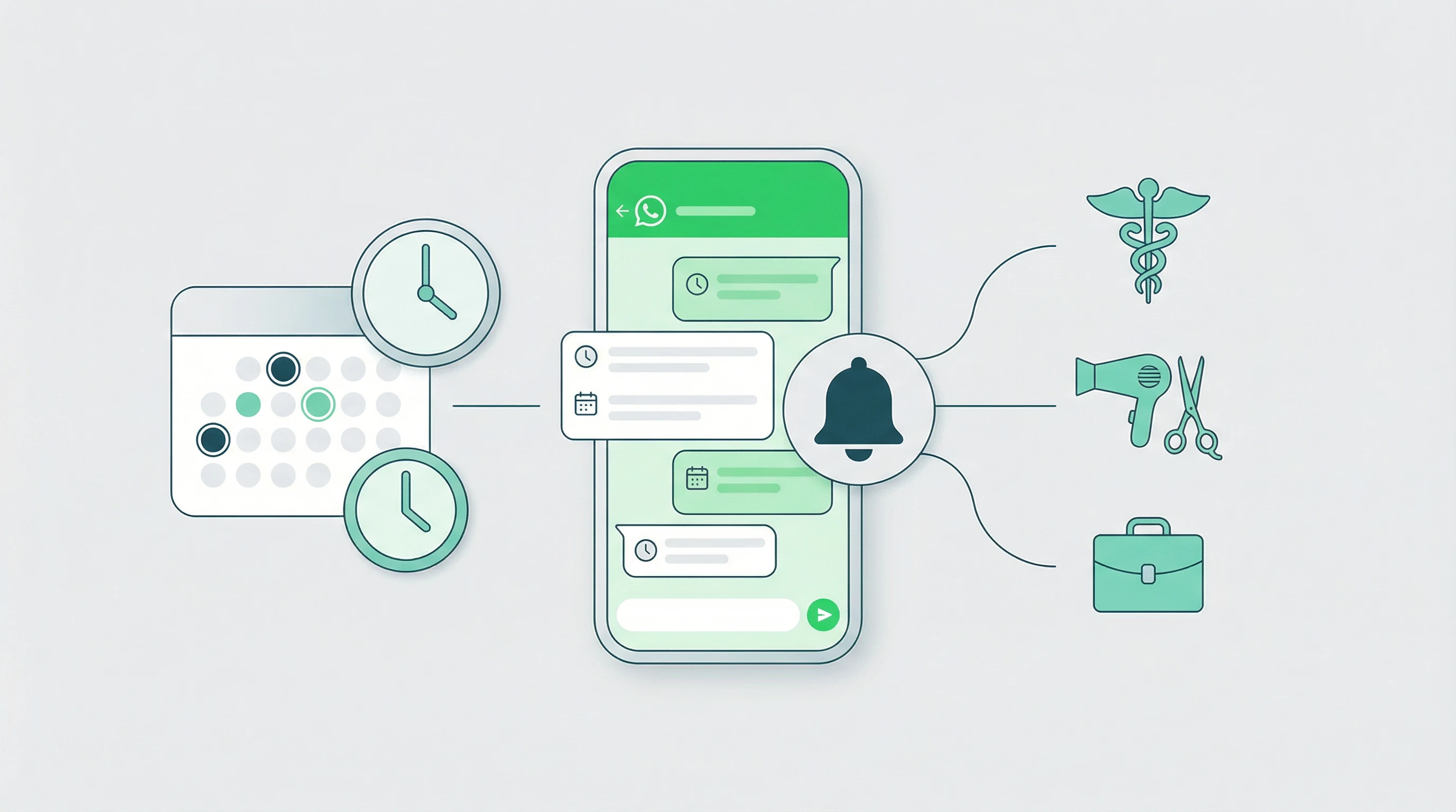 Recordatorios de citas por WhatsApp con campanilla y calendario