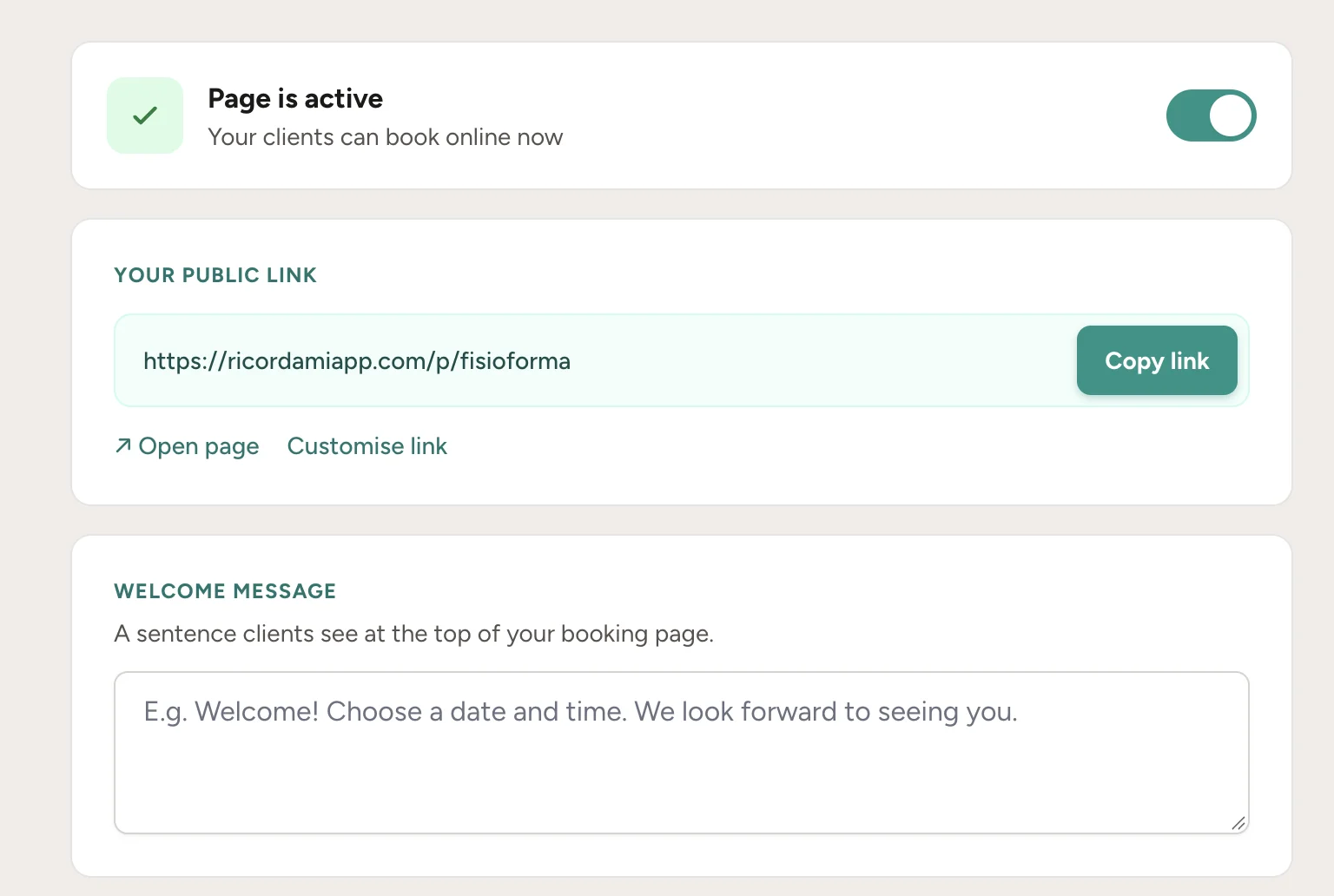 Your public booking link