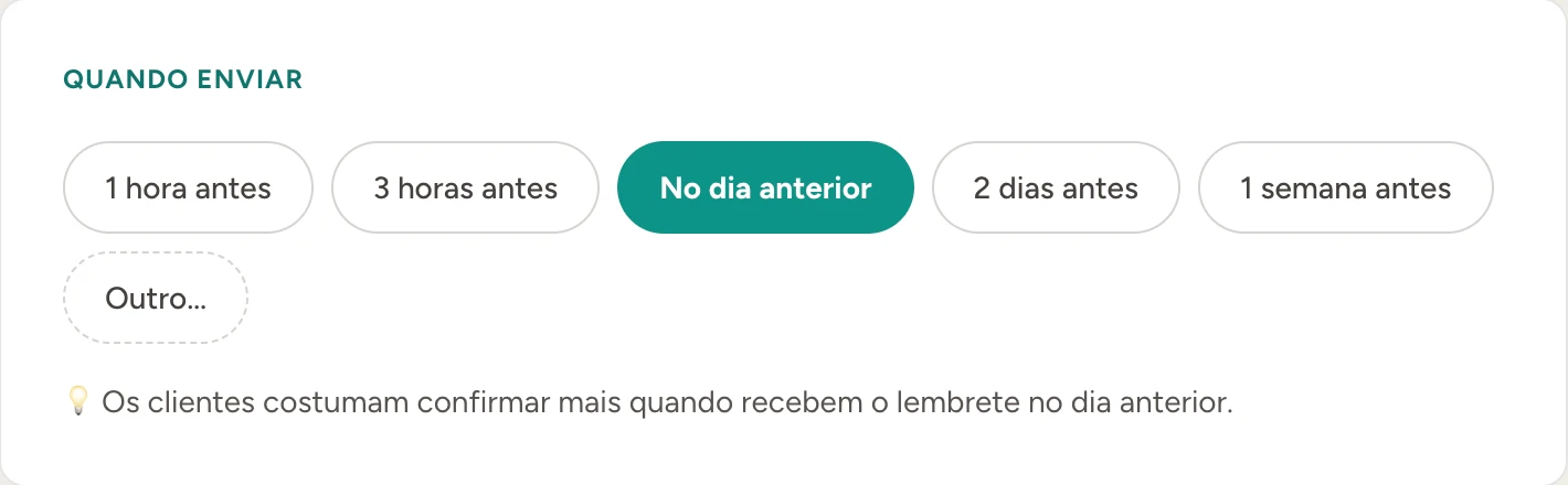 Configuração da antecedência do aviso