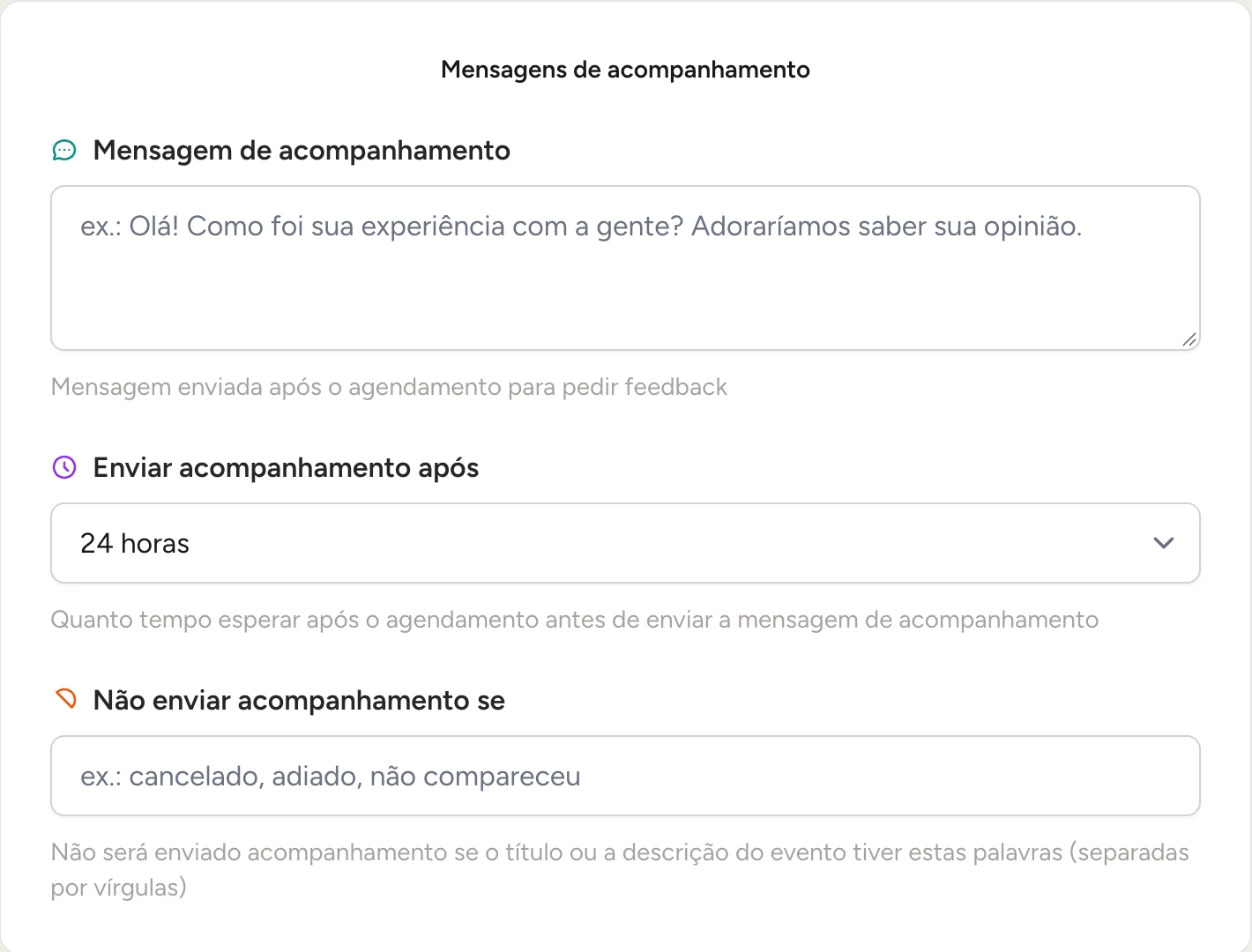 Mensagens de acompanhamento