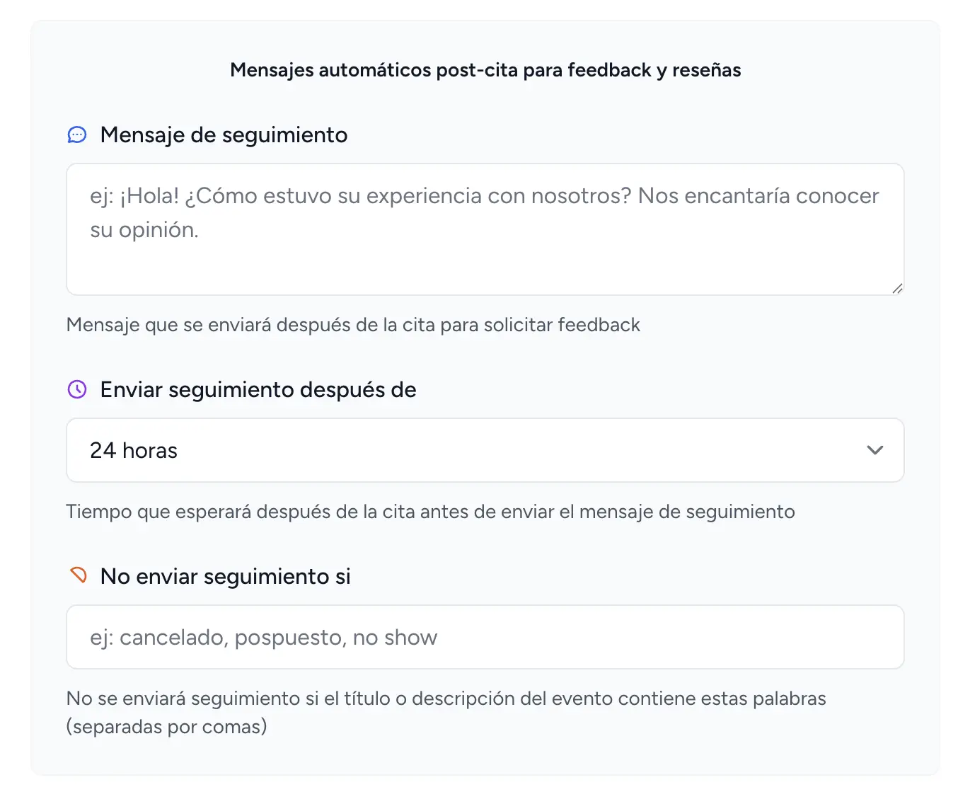 Captura de pantalla de la configuración avanzada