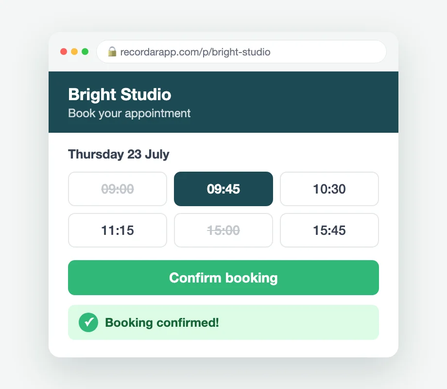 Your online booking page