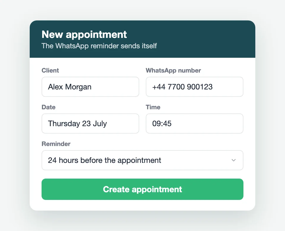 Create an appointment in the app
