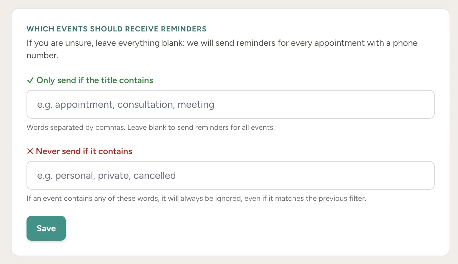 Sending rules
