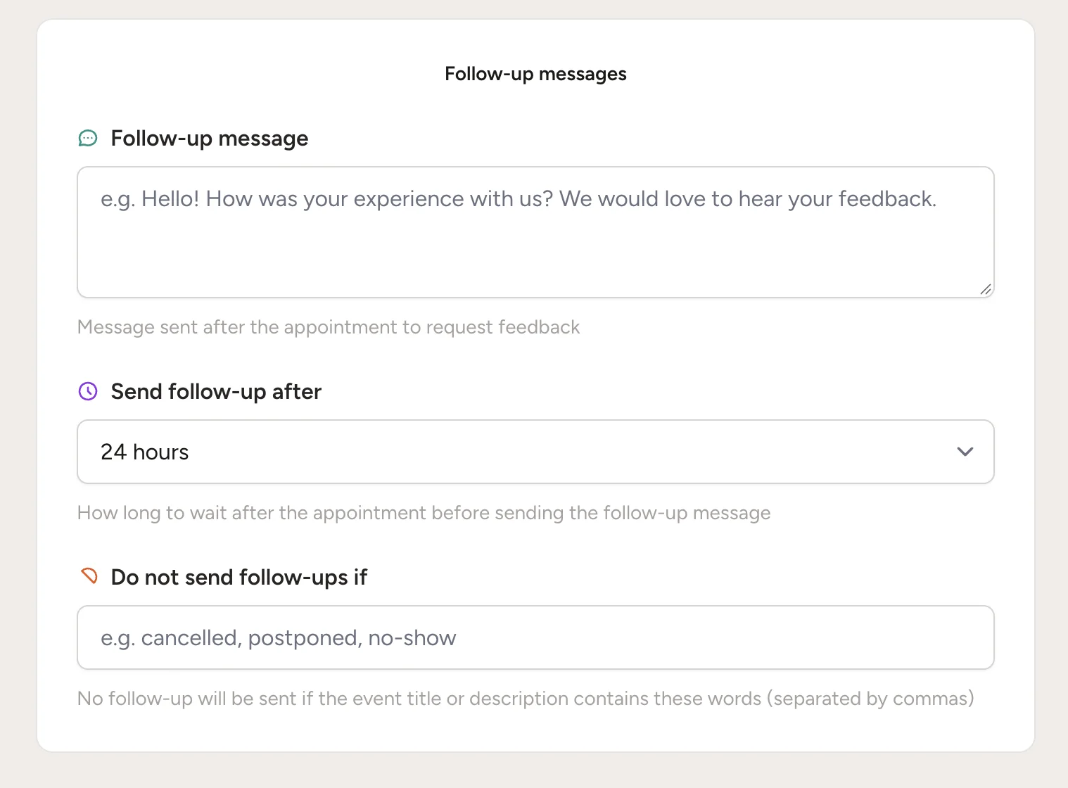 Follow-up messages