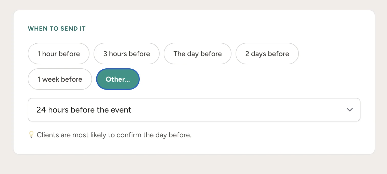 Reminder timing